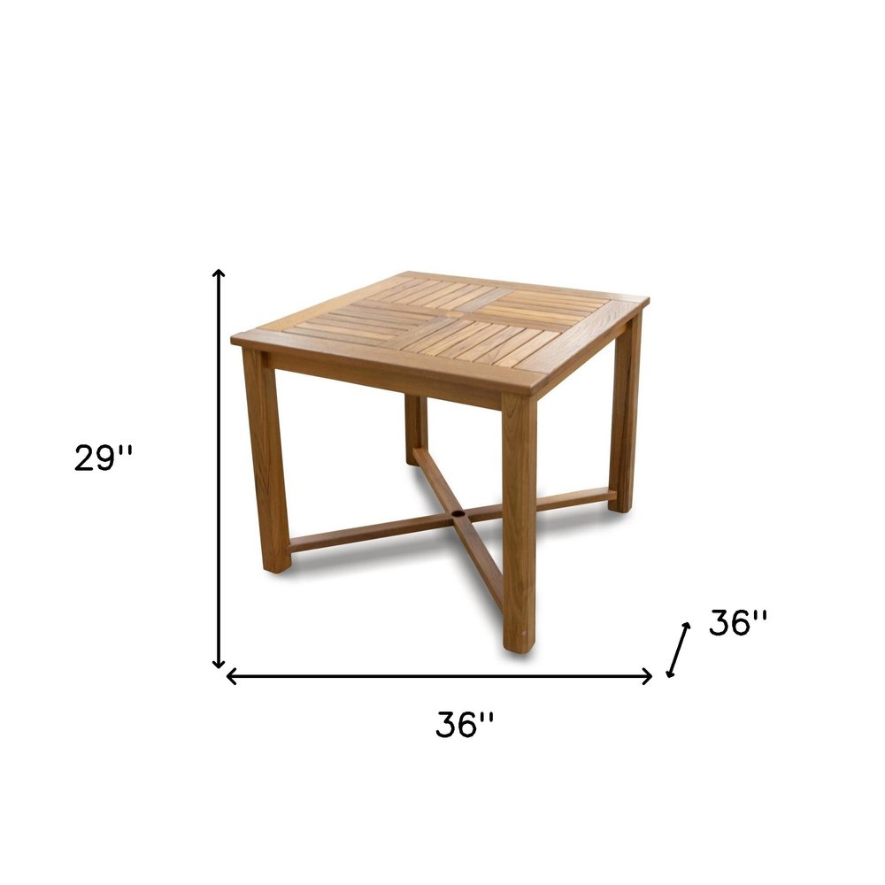 Brown Square Solid Wood Trestle Base Dining Table - 36-inch