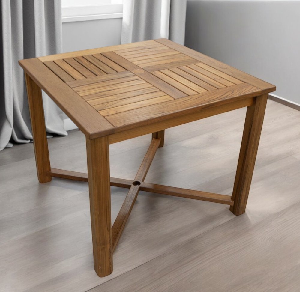 Brown Square Solid Wood Trestle Base Dining Table - 36-inch
