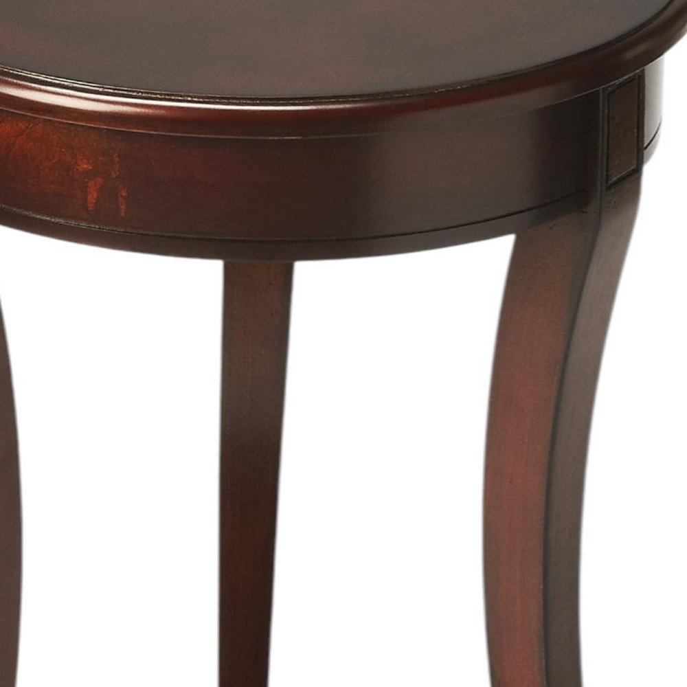 Dark Brown Wood and Wood Round End Table with Shelf - 26-inch