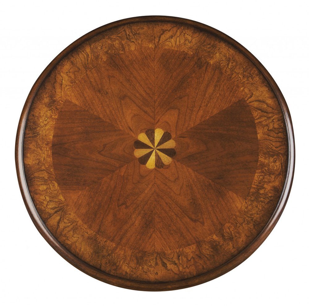 Brown Wood and Wood Round End Table with Shelf - 26-inch