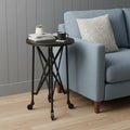 Black Industrial Rolling Round End Table - 23-inch