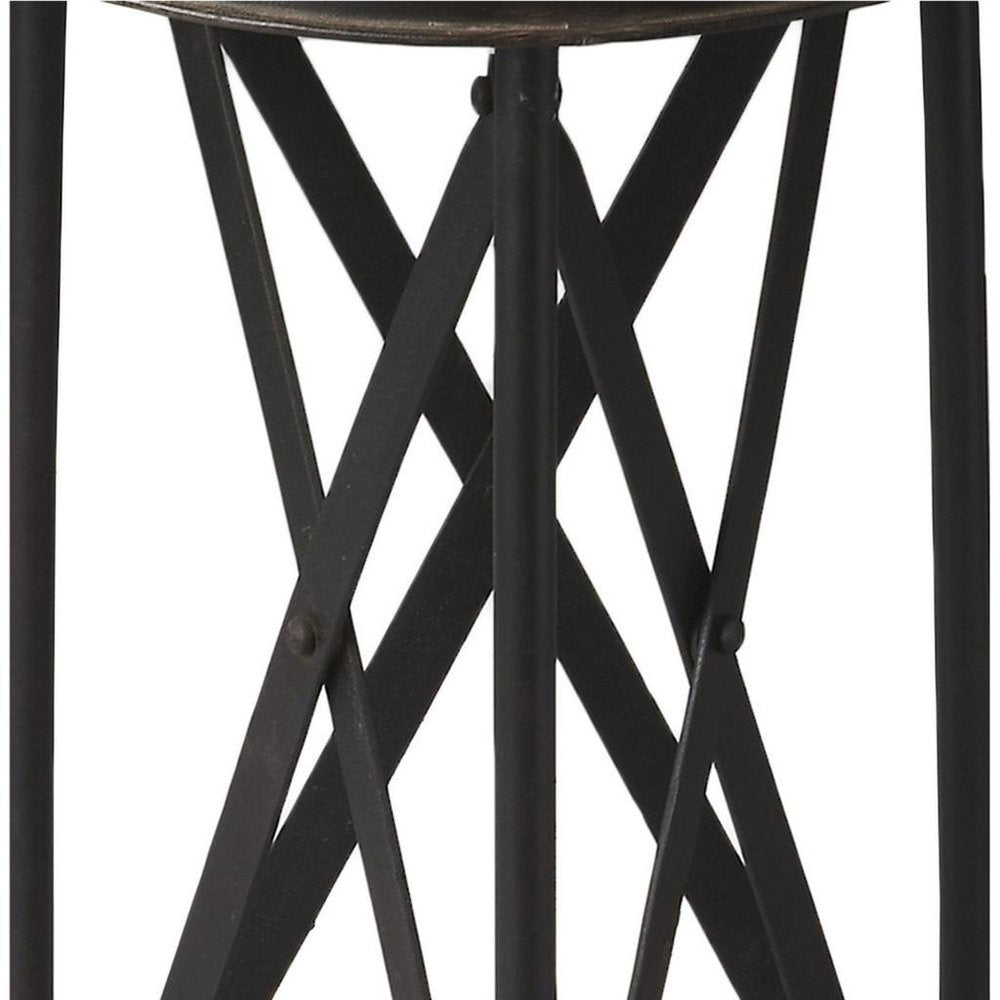 Black Industrial Rolling Round End Table - 23-inch