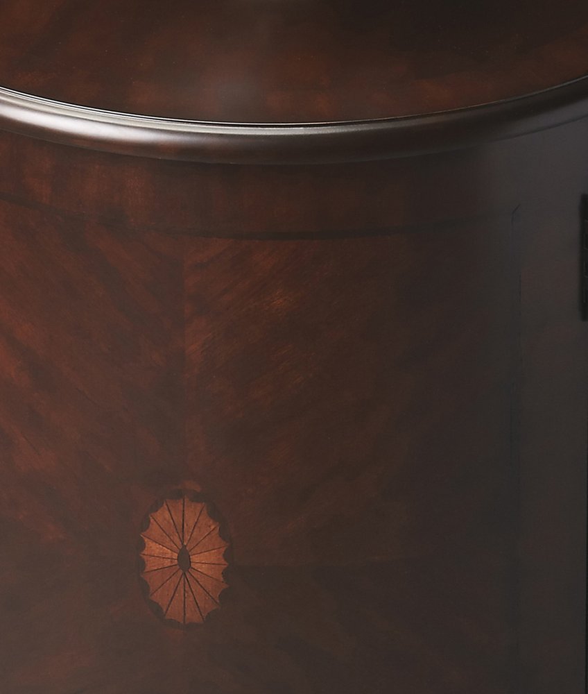 Dark Brown Wood Round Drum End Table - 24-inch