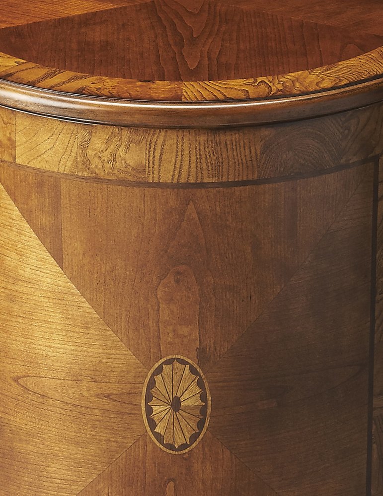 Natural Wood Round Drum End Table - 24-inch