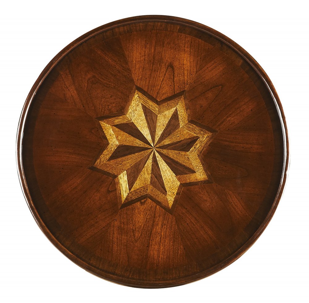 Wood Brown Wood and Solid Wood Round End Table with Shelf - 24-inch