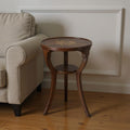 Wood Brown Wood and Solid Wood Round End Table with Shelf - 24-inch