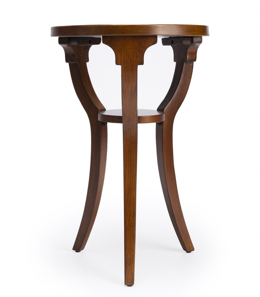 Brown and Olive Ash Manufactured Wood Round End Table with Shelf