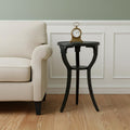 Black Manufactured Wood Round End Table with Shelf - 24-inch