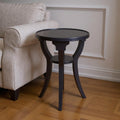 Blue Wood and Solid Wood Round End Table with Shelf - 24-inch