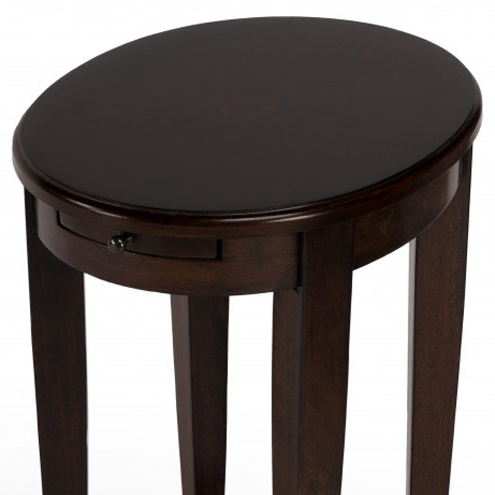 Chestnut Oval End Table with Shelf - 26-inch