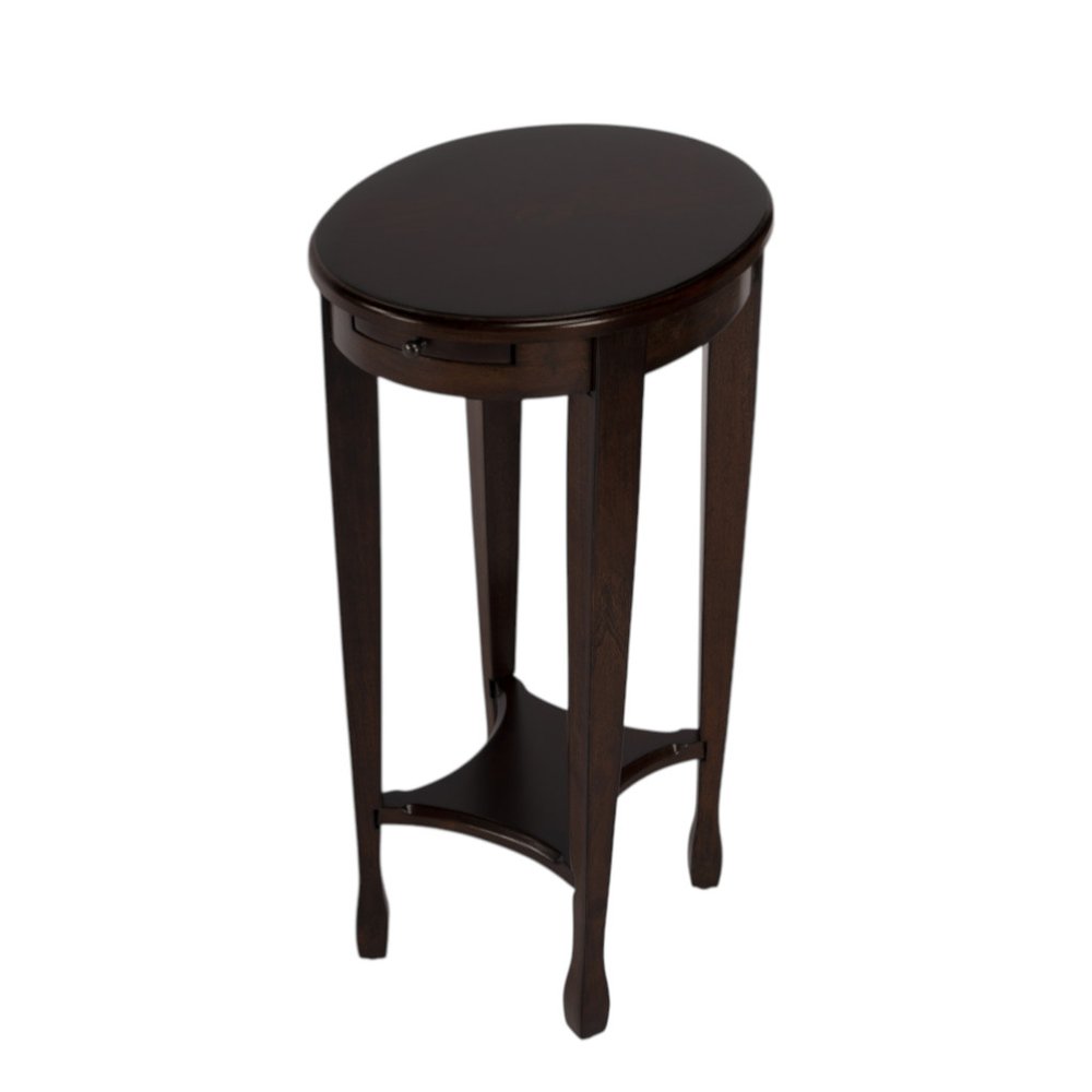 Chestnut Oval End Table with Shelf - 26-inch