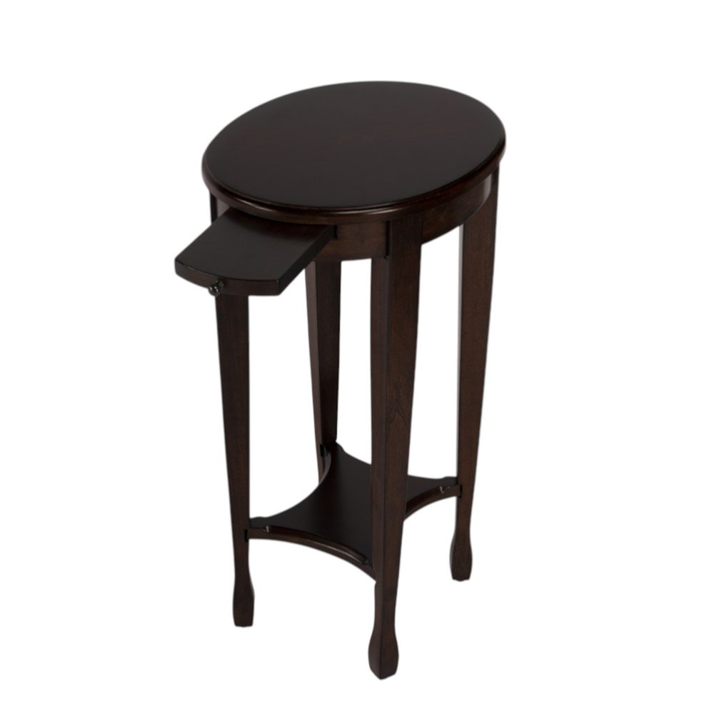 Chestnut Oval End Table with Shelf - 26-inch