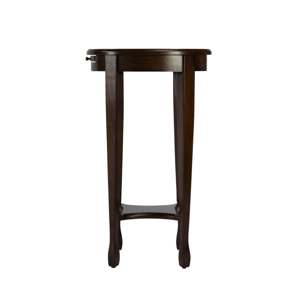 Chestnut Oval End Table with Shelf - 26-inch