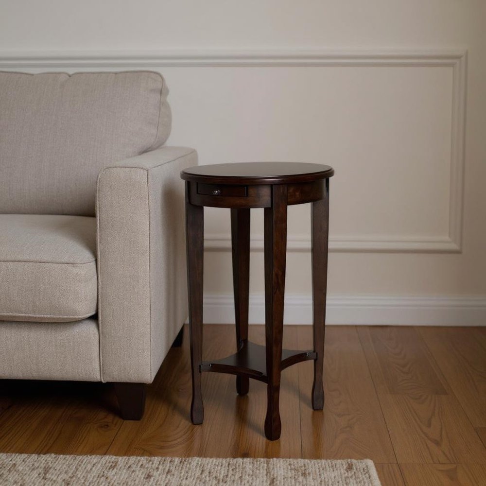 Chestnut Oval End Table with Shelf - 26-inch