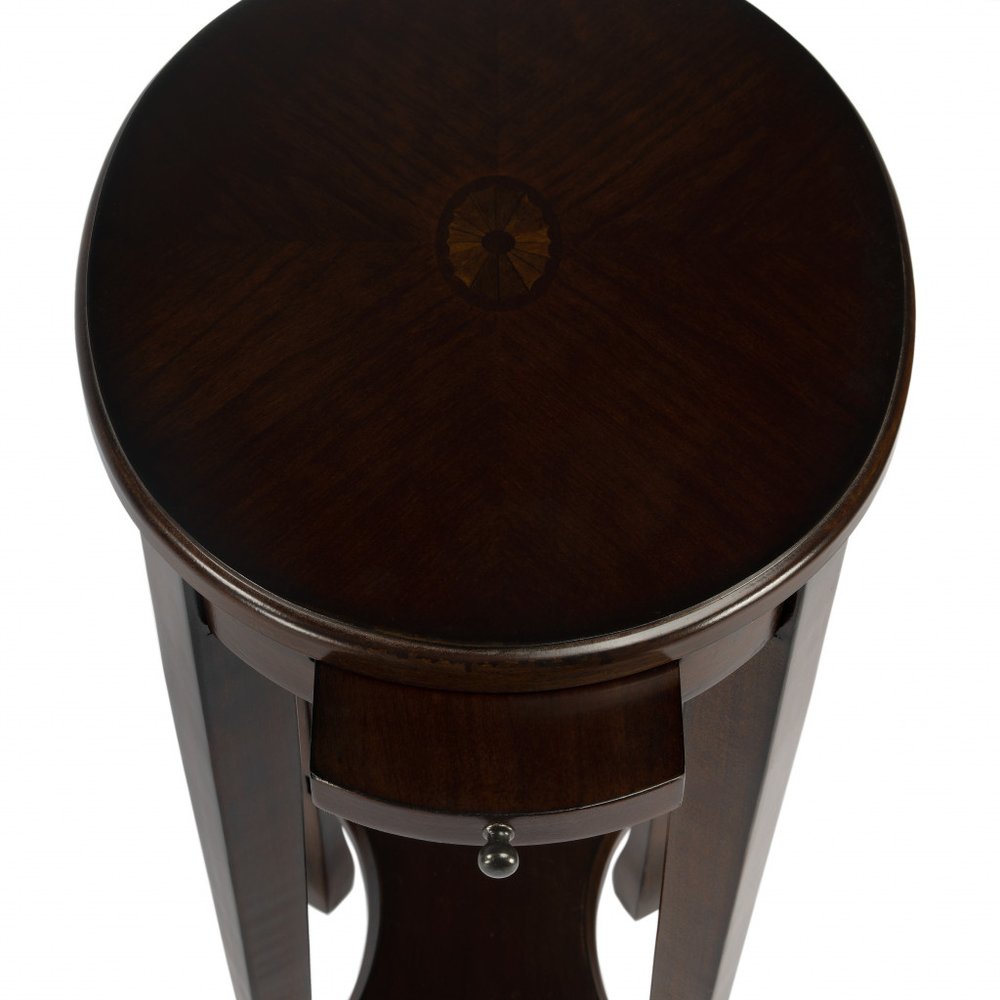 Chestnut Oval End Table with Shelf - 26-inch
