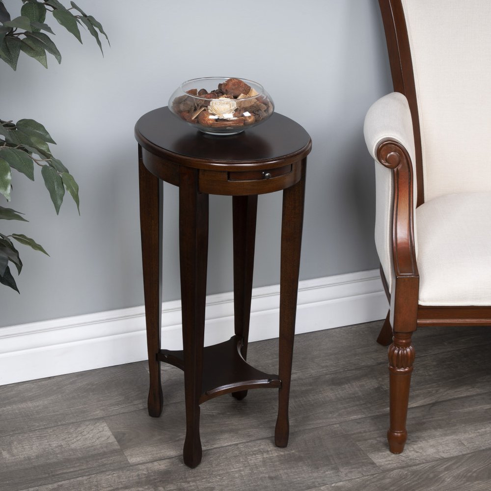 Chestnut Oval End Table with Shelf - 26-inch