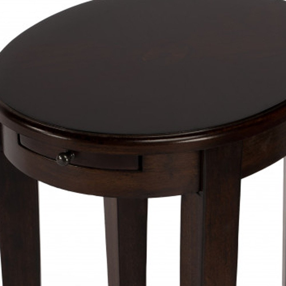 Chestnut Oval End Table with Shelf - 26-inch