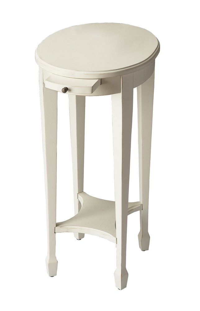 White Oval End Table with Shelf - 26-inch