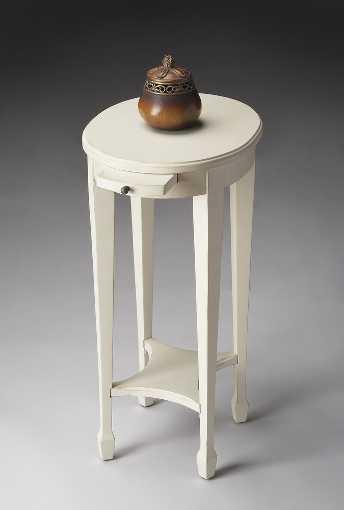 White Oval End Table with Shelf - 26-inch