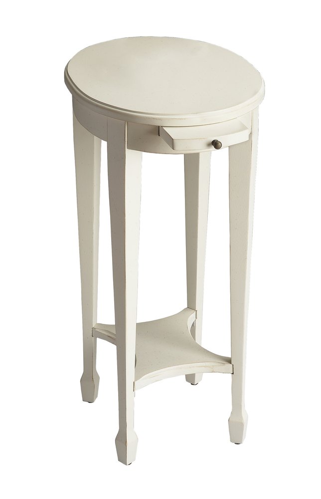 White Oval End Table with Shelf - 26-inch