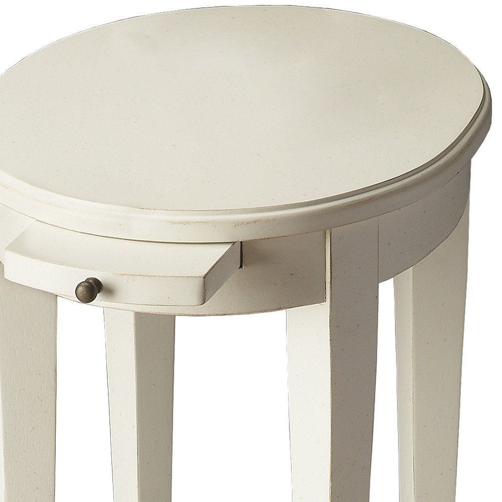 White Oval End Table with Shelf - 26-inch