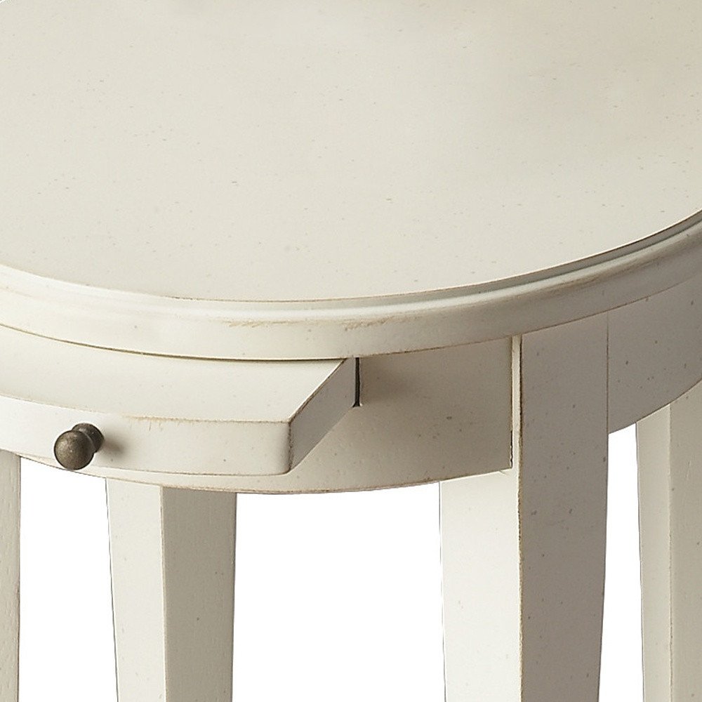 White Oval End Table with Shelf - 26-inch