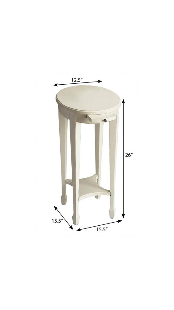 White Oval End Table with Shelf - 26-inch
