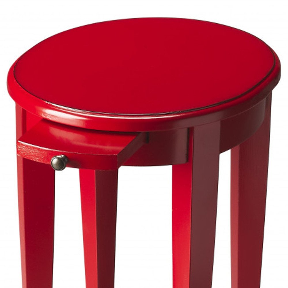 Red Manufactured Wood Oval End Table with Shelf - 26-inch