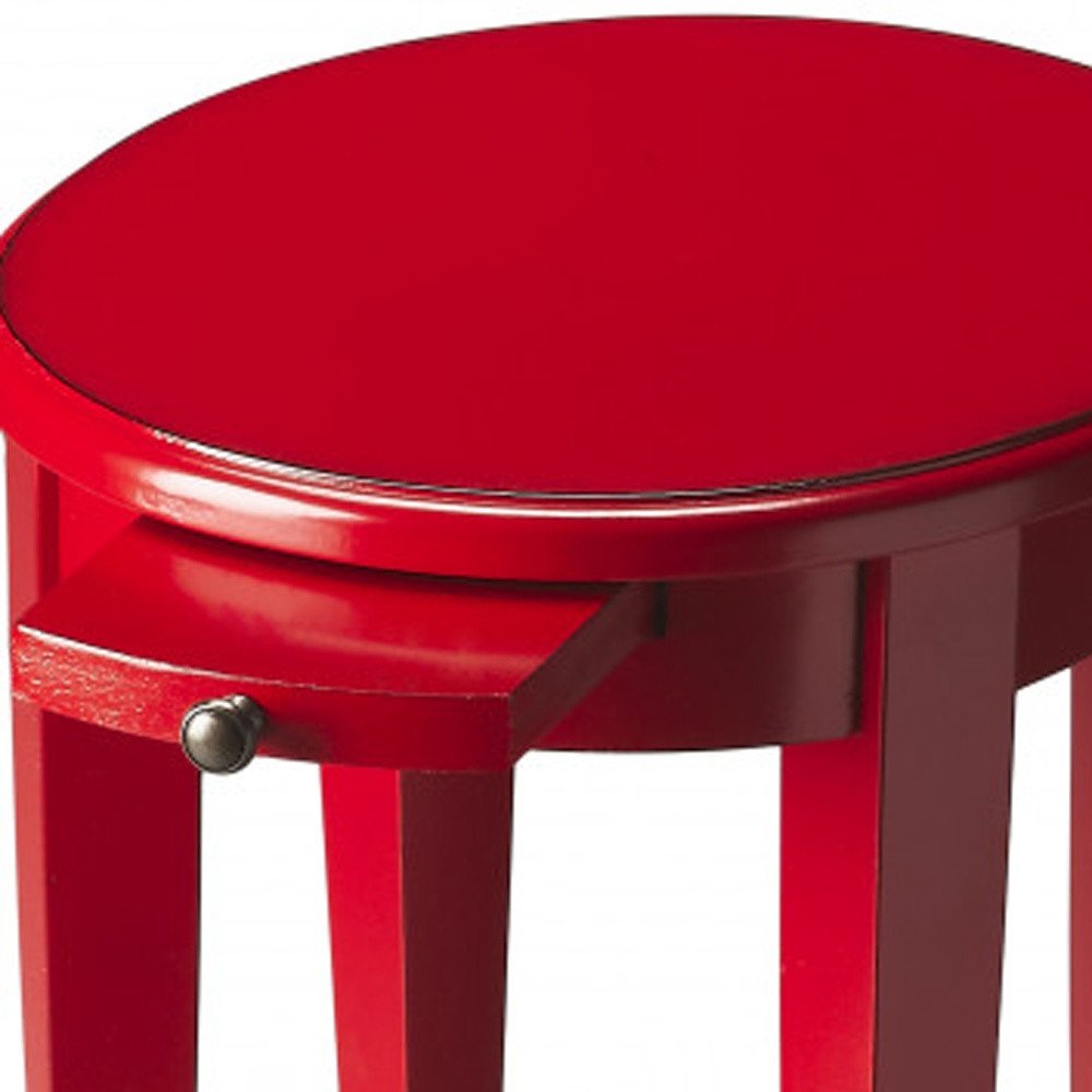 Red Manufactured Wood Oval End Table with Shelf - 26-inch