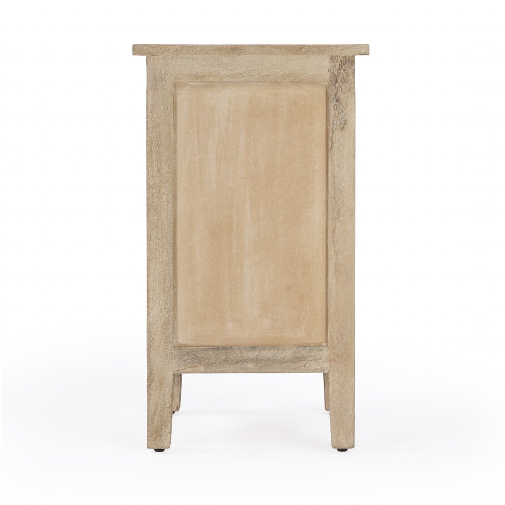 Natural Brown Solid Wood End Table with Cabinet and Drawer - 24-inch