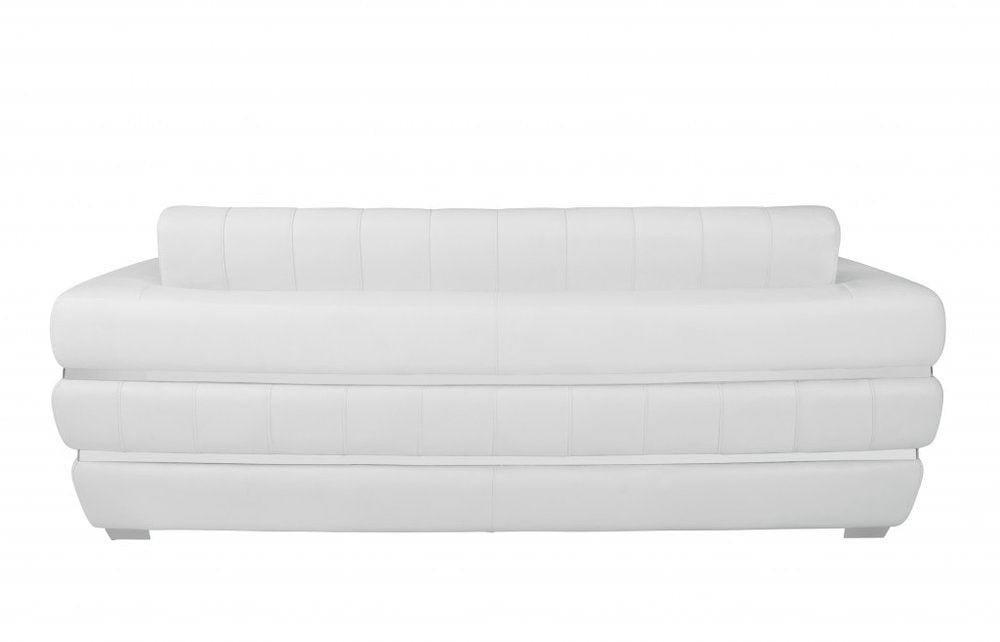 Camel Italian Leather Sofa with Silver Legs - 89-inch