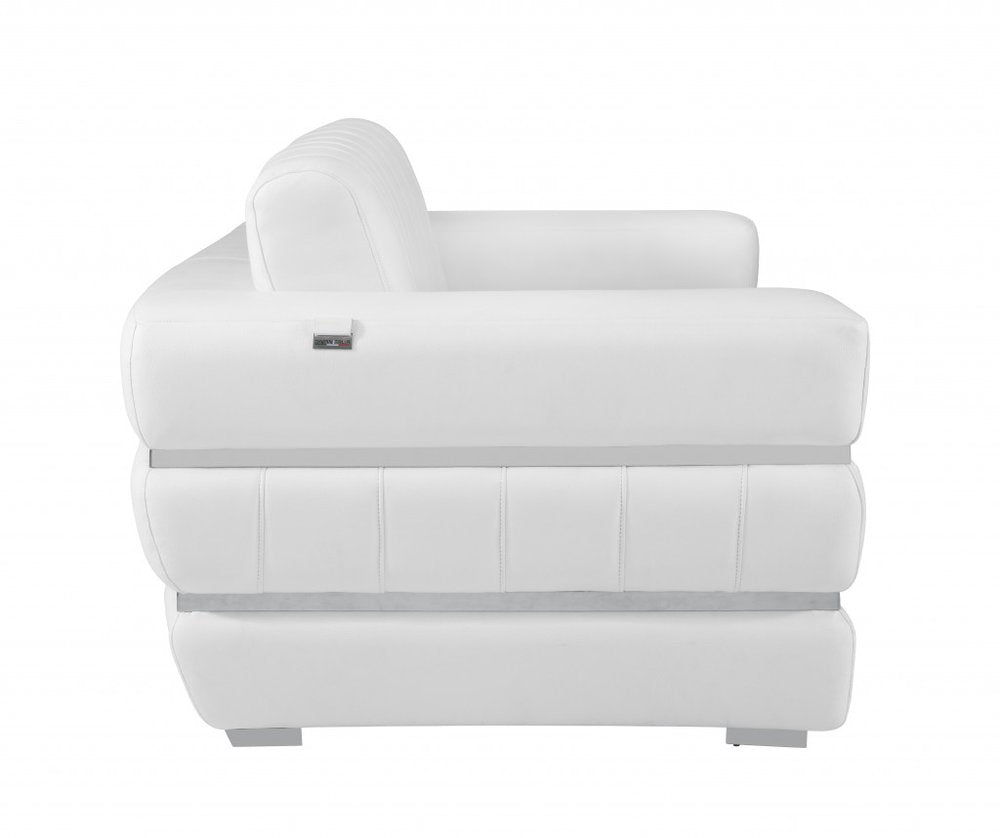 Camel Italian Leather Sofa with Silver Legs - 89-inch
