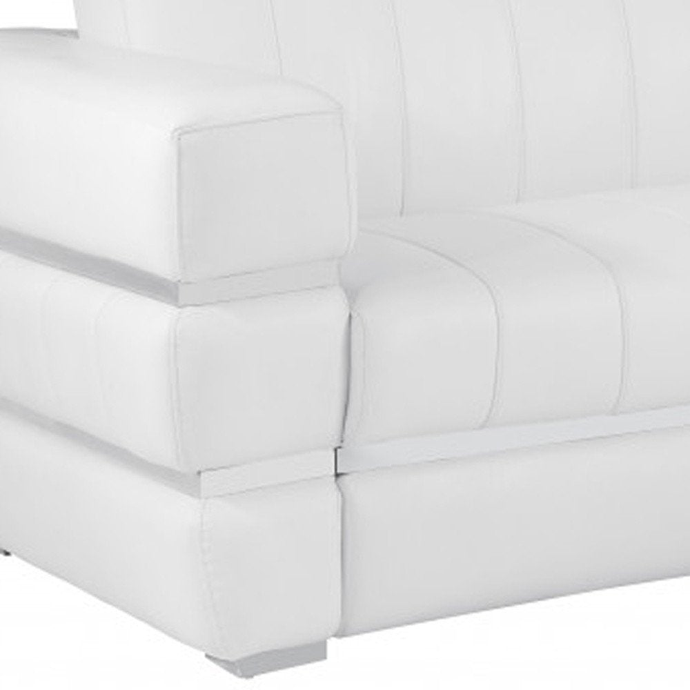 Camel Italian Leather Sofa with Silver Legs - 89-inch