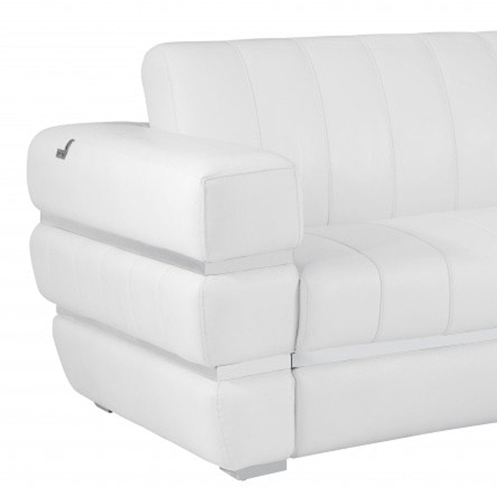 Camel Italian Leather Sofa with Silver Legs - 89-inch