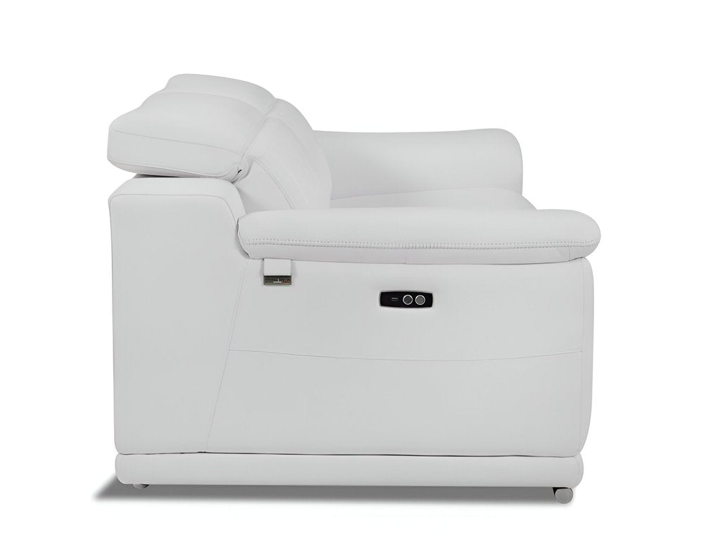 Camel Italian Leather USB Reclining Sofa with Silver Legs - 86-inch