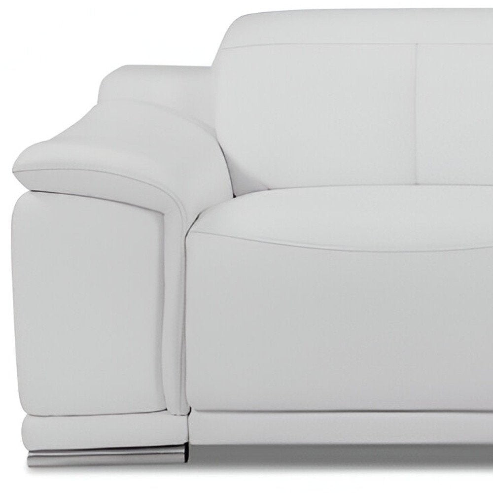 Camel Italian Leather USB Reclining Sofa with Silver Legs - 86-inch
