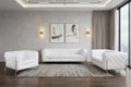 Three Piece Indoor White Italian Leather Six Person Seating Set