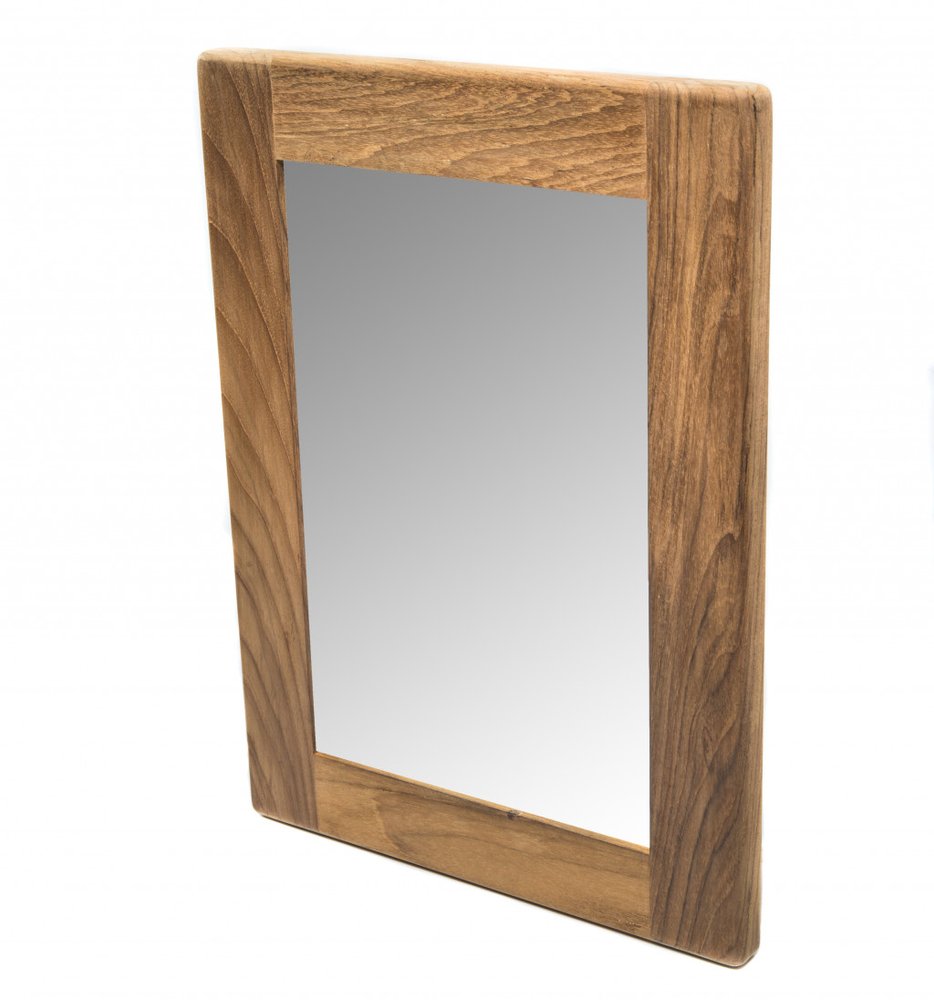 Brown Solid Wood Framed Accent Mirror - 15-inch
