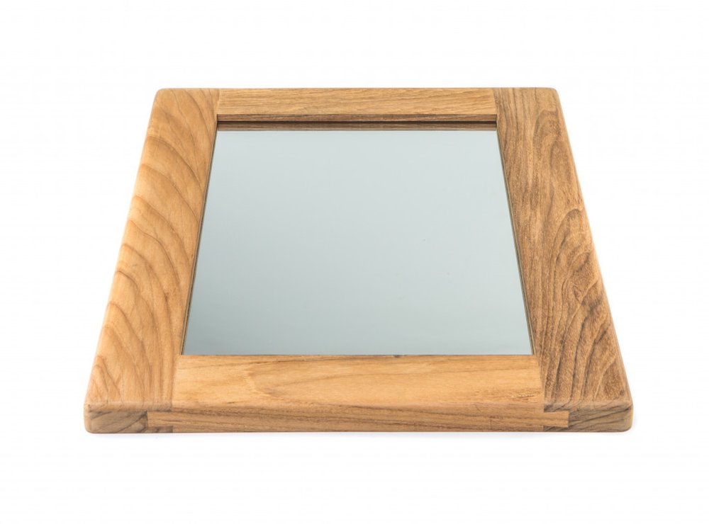 Brown Solid Wood Framed Accent Mirror - 15-inch