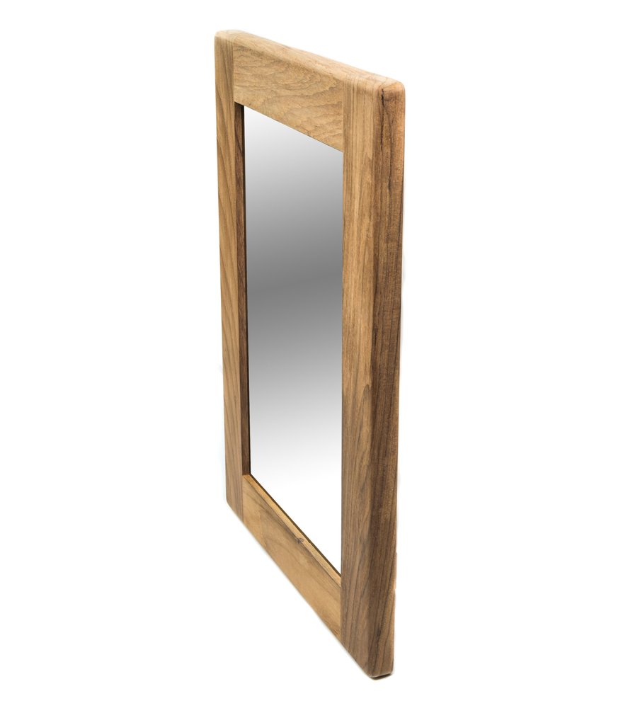 Brown Solid Wood Framed Accent Mirror - 15-inch