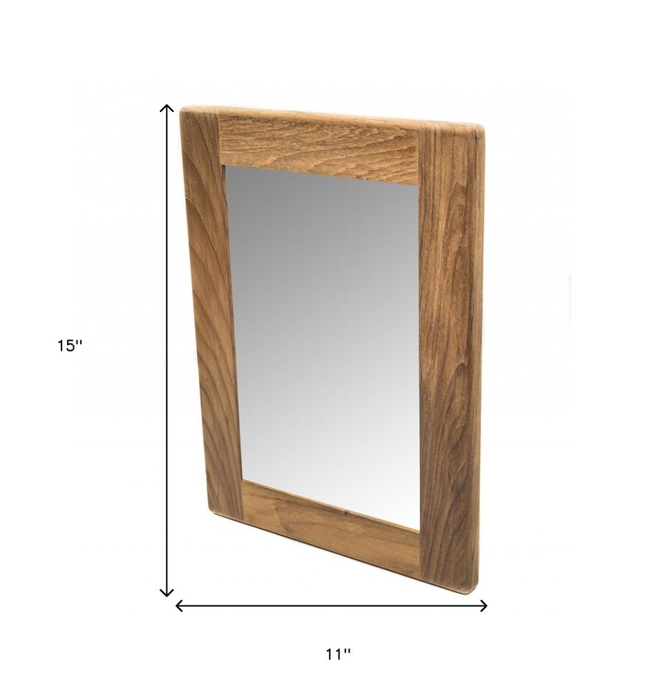 Brown Solid Wood Framed Accent Mirror - 15-inch