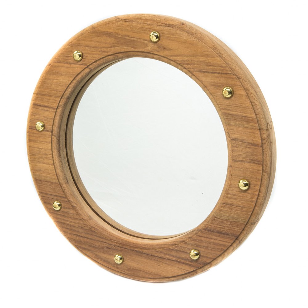 Brown Solid Wood Round Accent Mirror - 11-inch