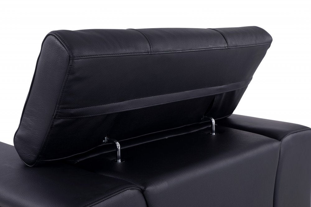 Black and Silver Italian Leather Loveseat - 75-inch