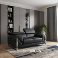 Black and Silver Italian Leather Loveseat - 75-inch