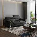 Gray and Silver Italian Leather Loveseat - 75-inch