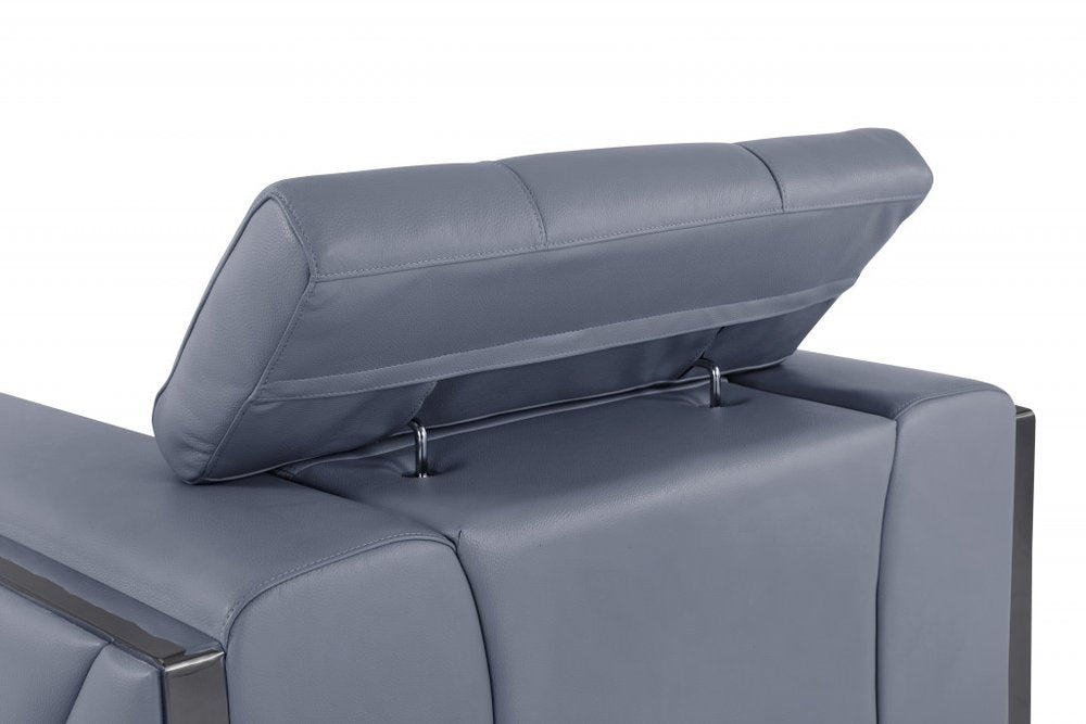 Light Blue and Black Italian Leather Loveseat - 75-inch