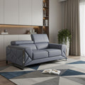 Light Blue and Black Italian Leather Loveseat - 75-inch