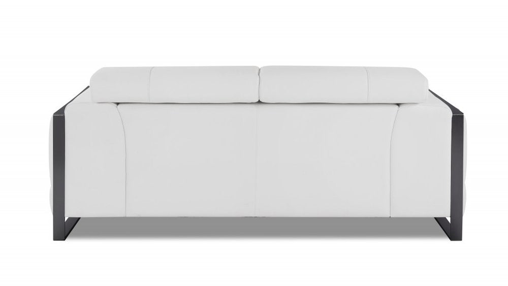 White and Black Italian Leather Loveseat - 75-inch