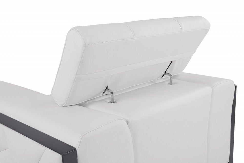 White and Black Italian Leather Loveseat - 75-inch