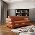 Camel and Silver Italian Leather Loveseat - 75-inch